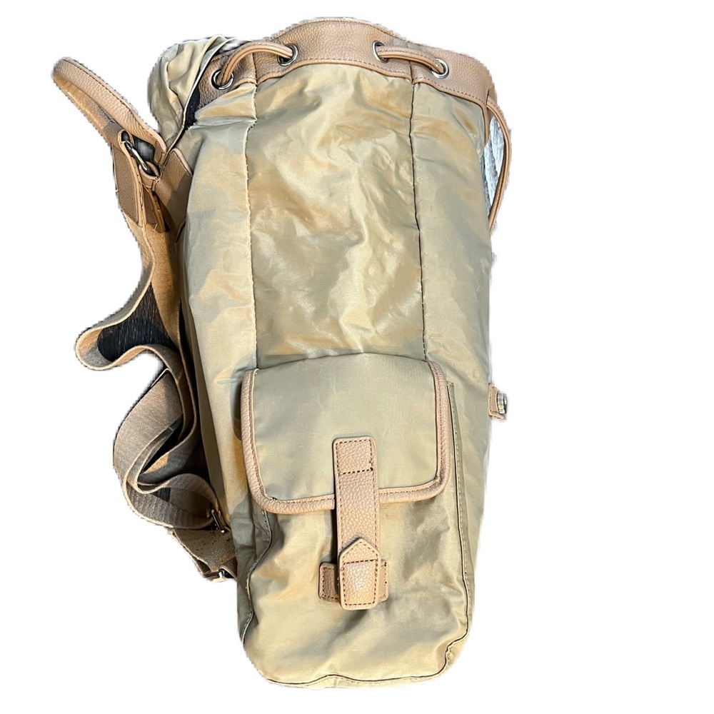 Duchamp London Tan Nylon Drawstring Computer Backpack - Picture 4 of 13